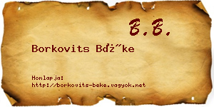 Borkovits Béke névjegykártya